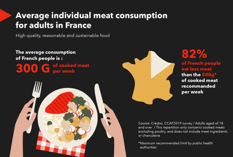 Average indivudial meat consumption for adults in France
