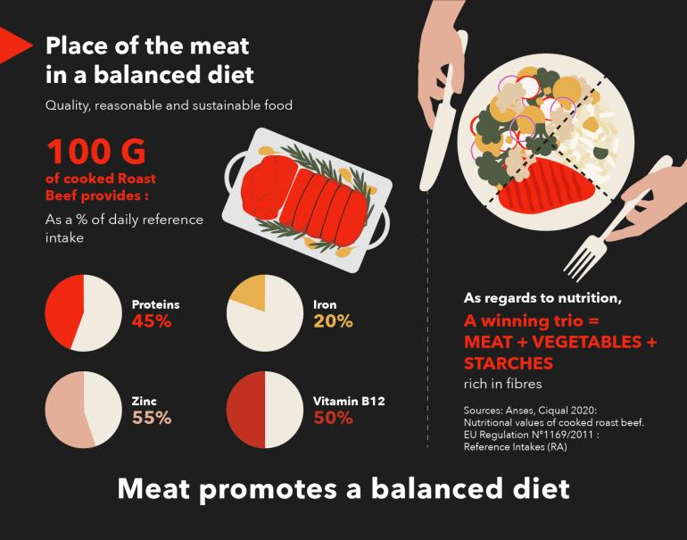 Place of the meat in a balanced diet